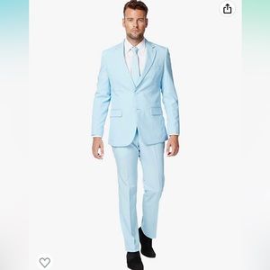 Men’s Cool Blue Suit and Tie, Size 40